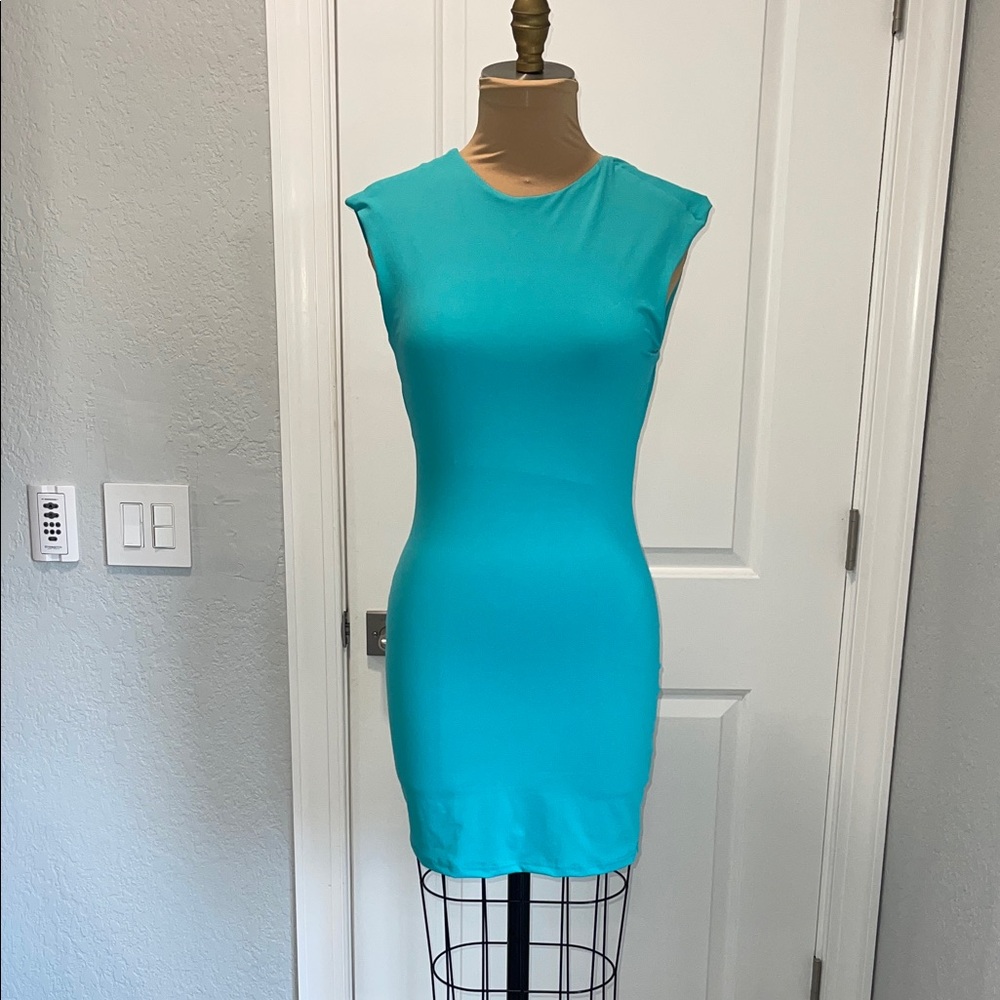 SHEIN BAE Sleeveless Turquoise Bodycon Dress Size M Brand New